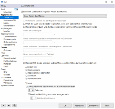 AllSync Profil-Eigenschaften - Dateisynchronisation - Dateikonflikt