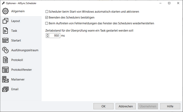 AllSync Scheduler Optionen